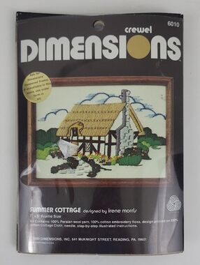 Vintage Dimensions Crewel Summer Cottage Kit #6010 7"x5" NEW & Sealed
